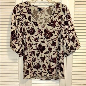 Ann Taylor puff sleeve linen Top